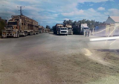 Truck stop at fuel depot